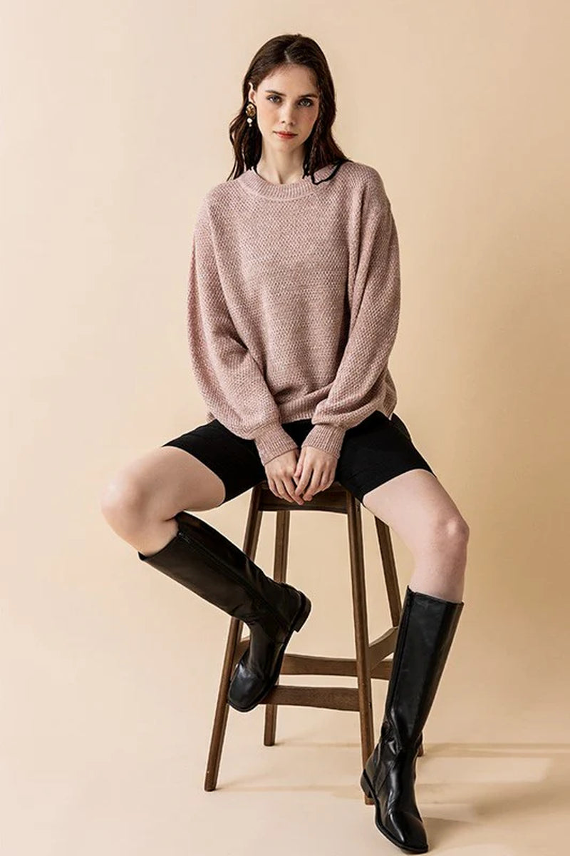 Round Neck Balloon Sleeve Sweater