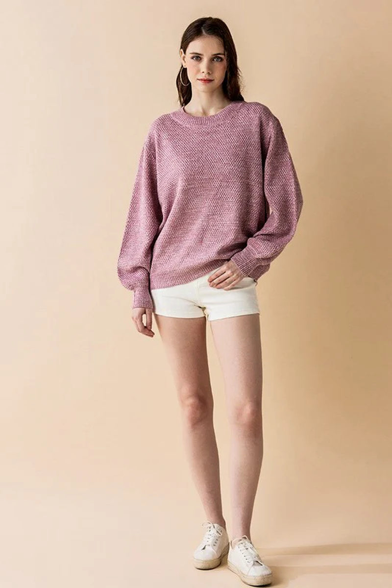 Round Neck Balloon Sleeve Sweater