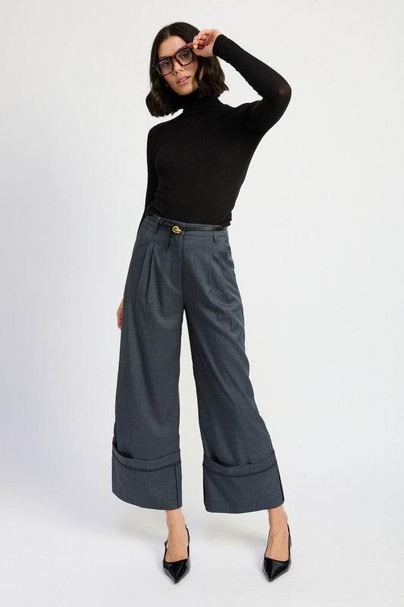 Women's Fold Over Pleated Pants