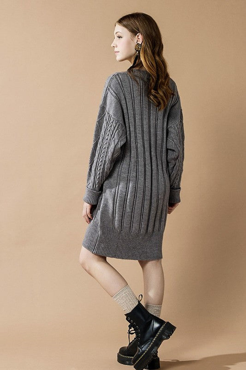 V-Neck Ribbed Knit Dress