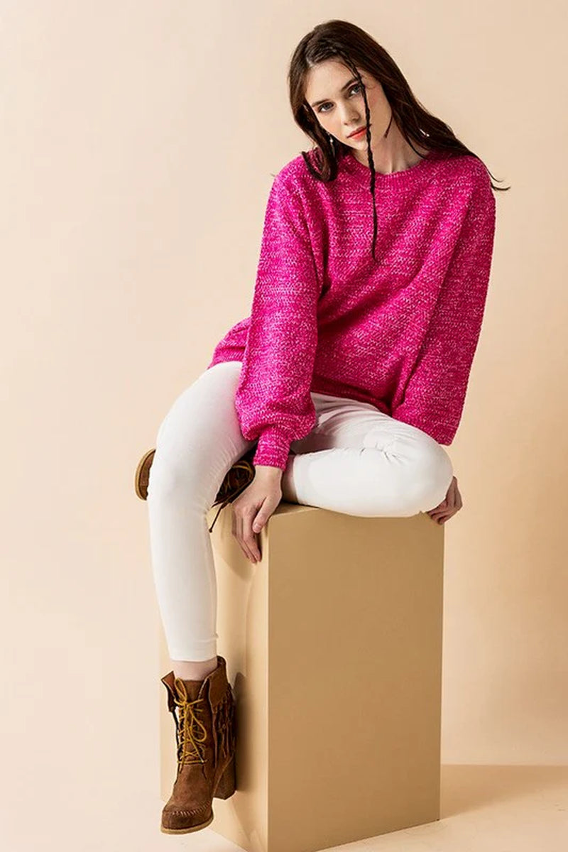 Round Neck Balloon Sleeve Sweater