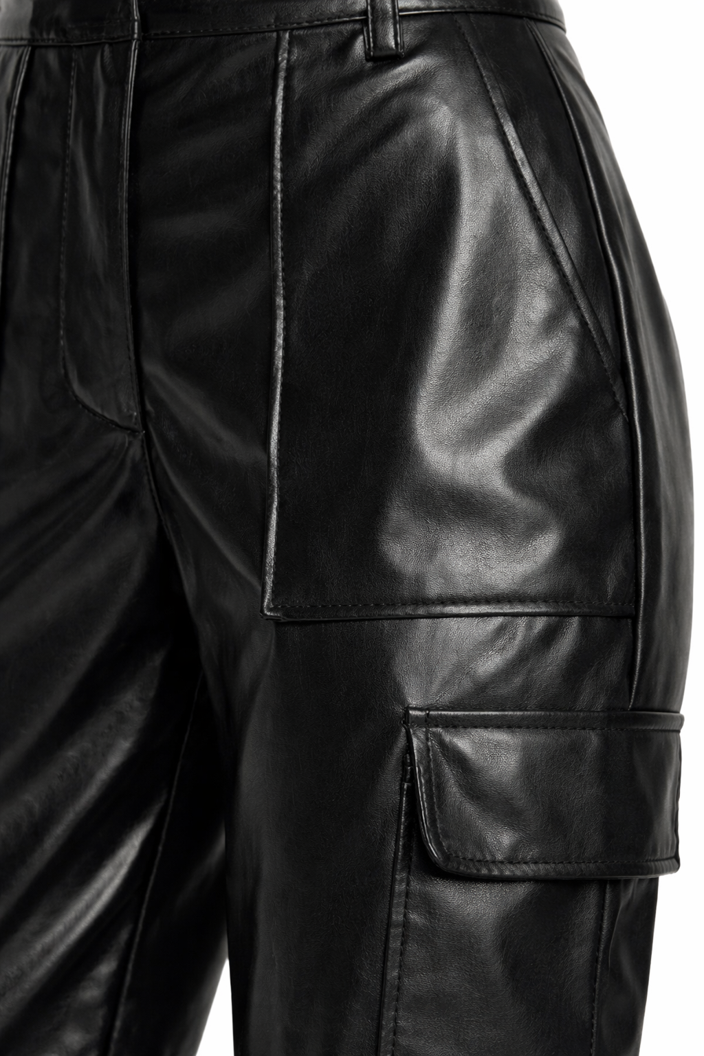 Relaxed Vegan Leather Cargo Pants