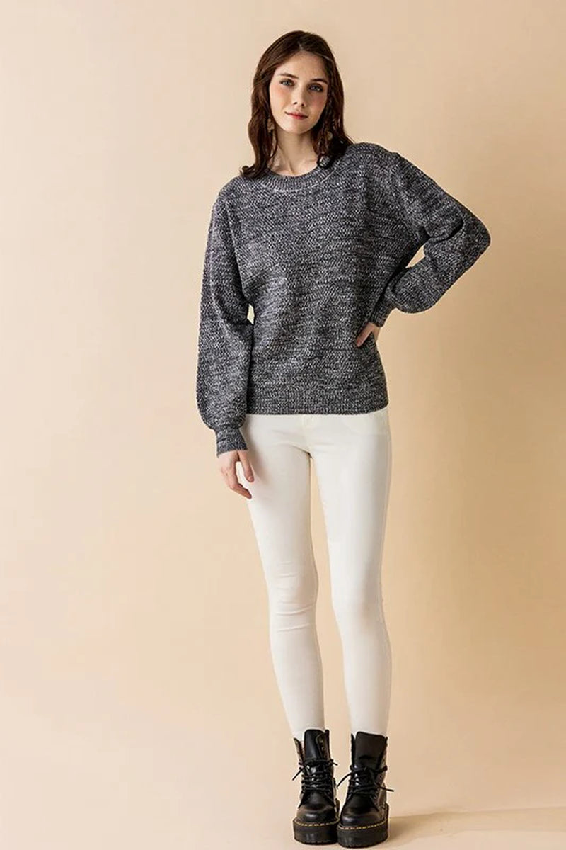 Round Neck Balloon Sleeve Sweater