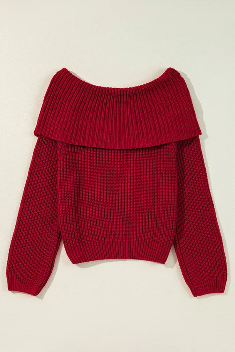 Off Shoulder Ribbed Knit Sweater