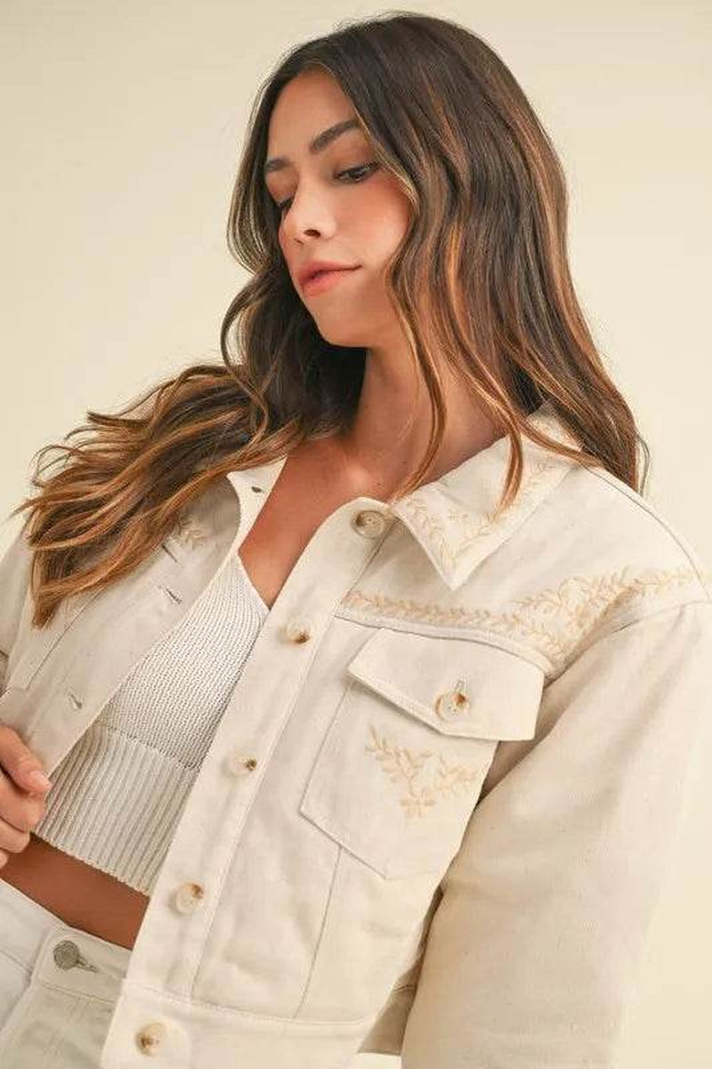 Embroidered Quilted Cropped Jacket