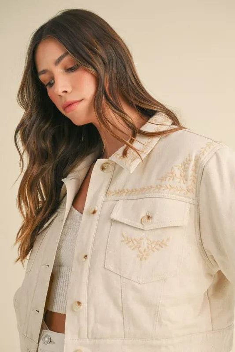 Embroidered Quilted Cropped Jacket