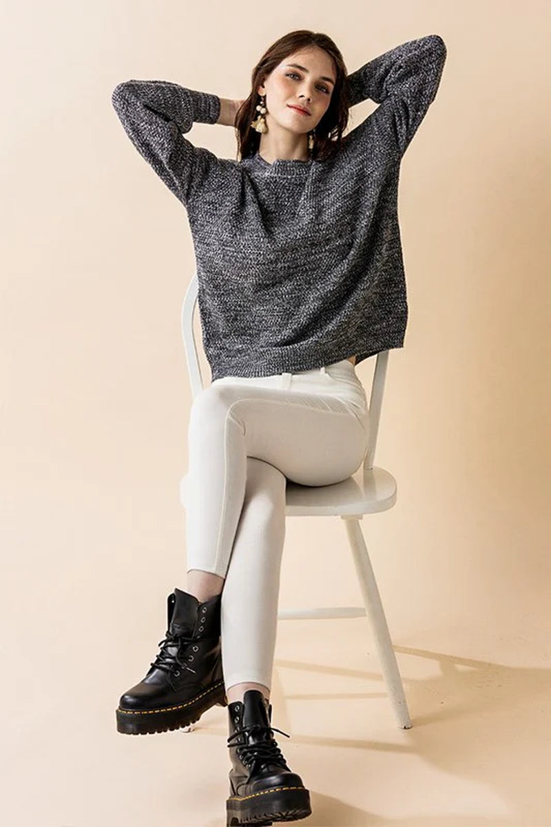 Round Neck Balloon Sleeve Sweater