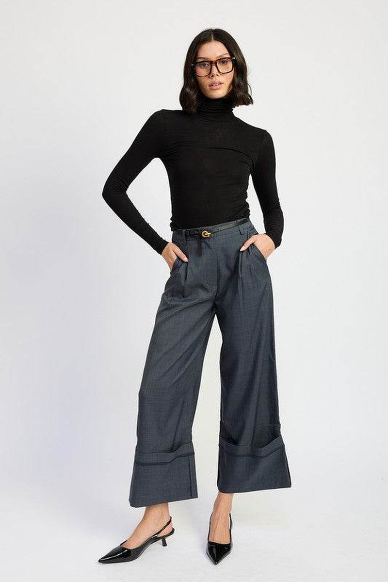 Women's Fold Over Pleated Pants