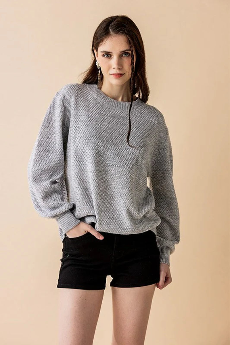 Round Neck Balloon Sleeve Sweater