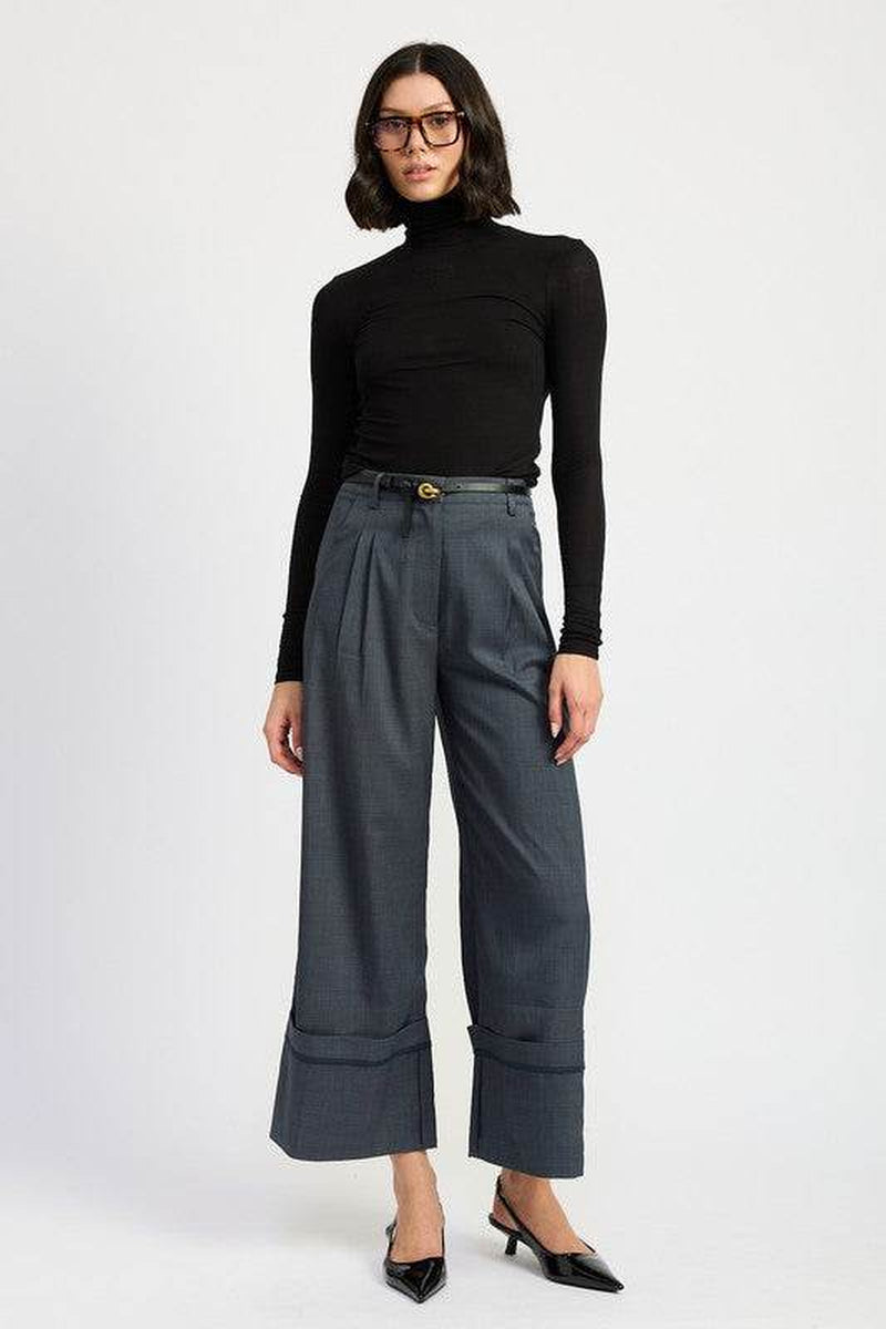 Women's Fold Over Pleated Pants