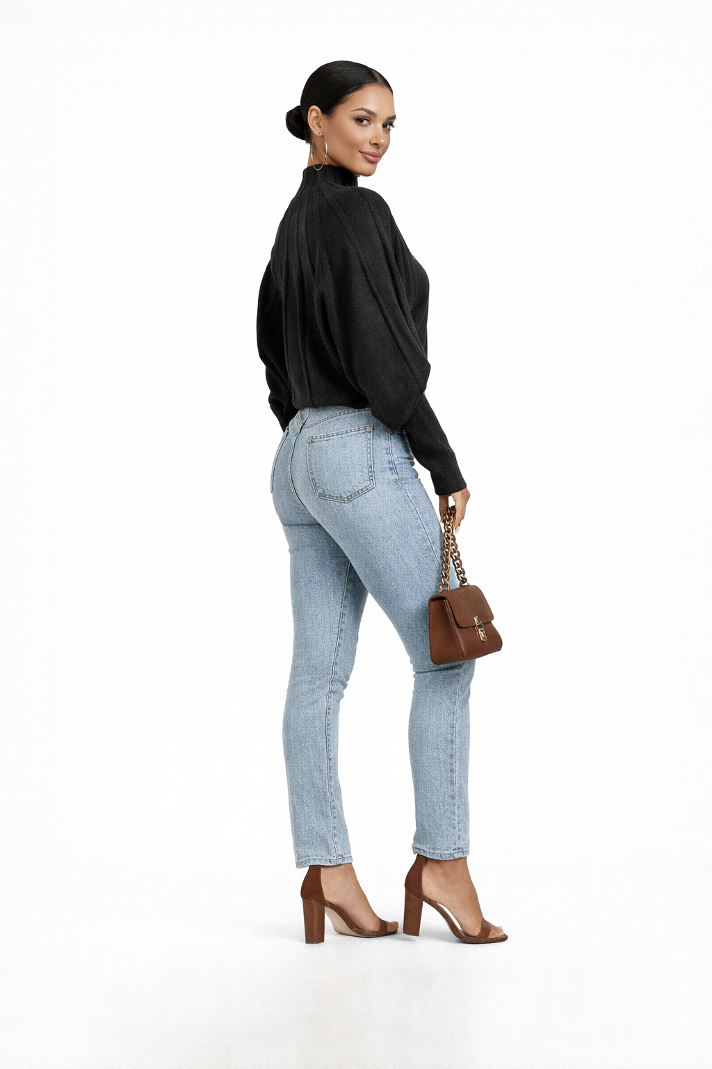 Mock Neck Batwing Sweater