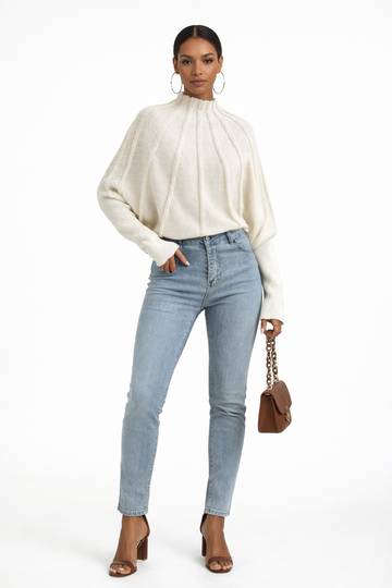 Mock Neck Batwing Sweater