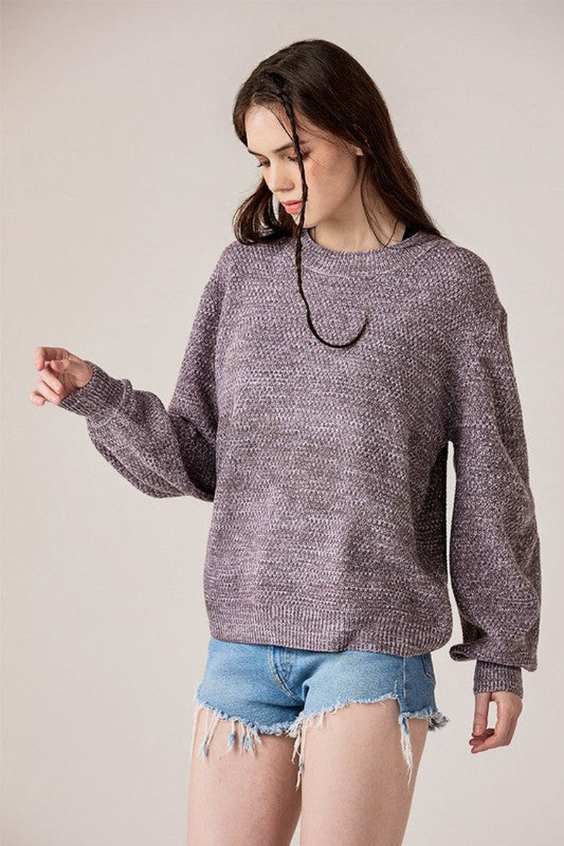 Round Neck Balloon Sleeve Sweater