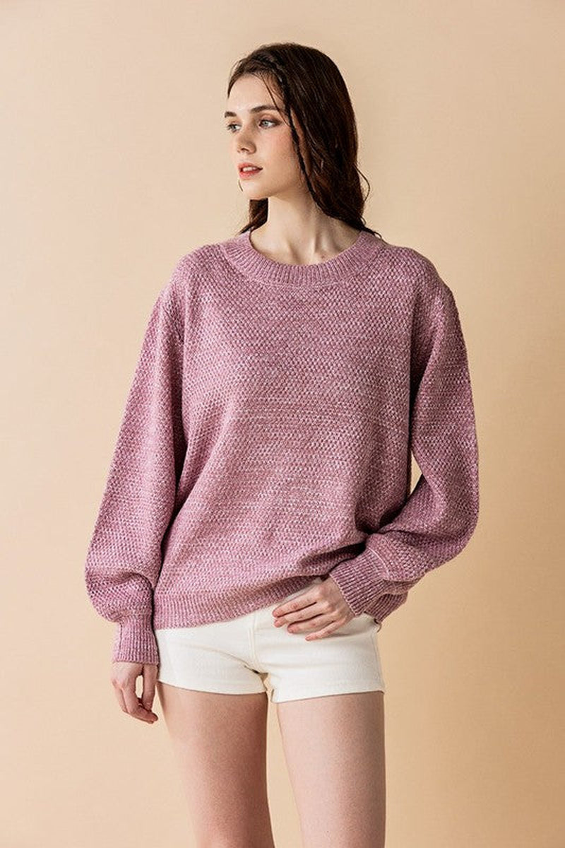 Round Neck Balloon Sleeve Sweater