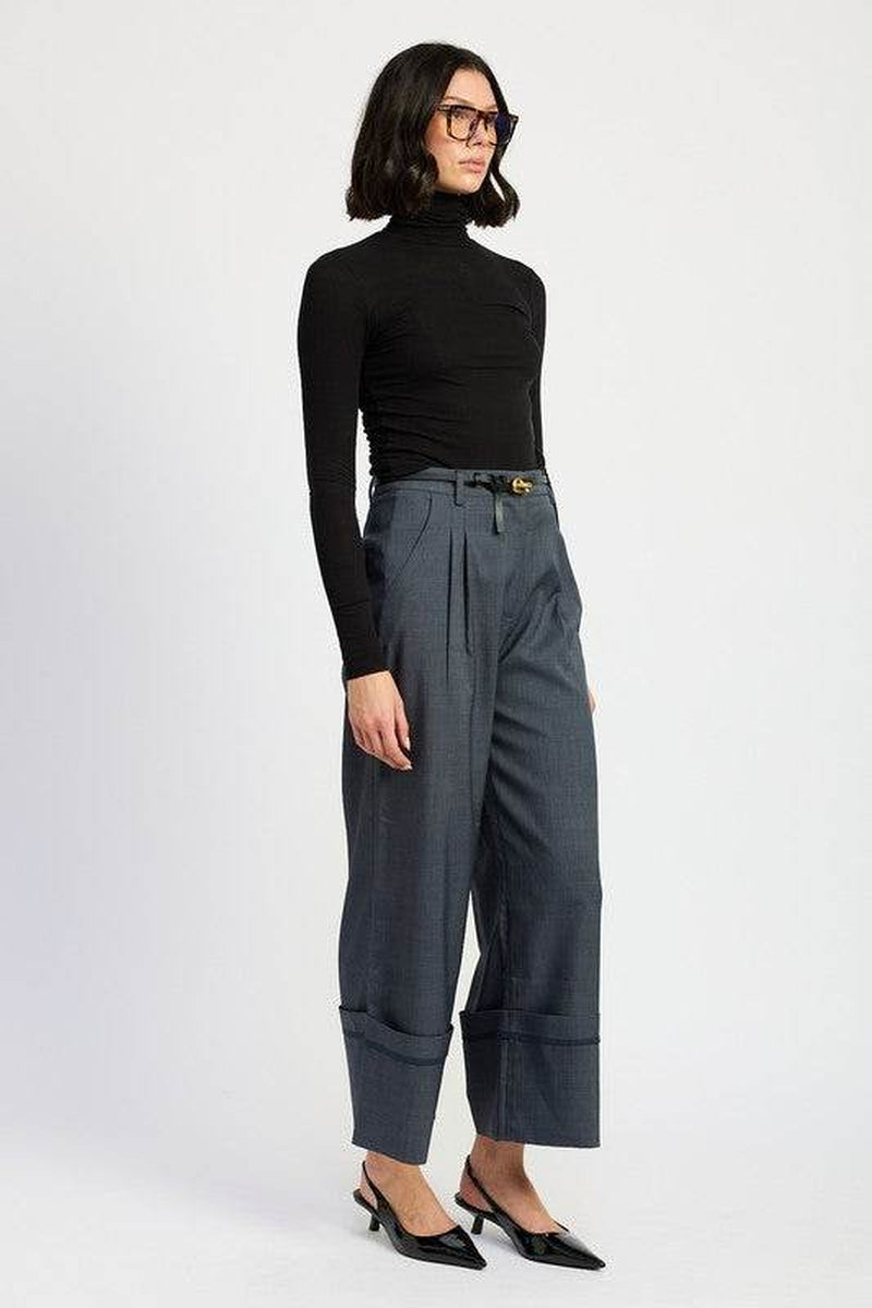 Women's Fold Over Pleated Pants