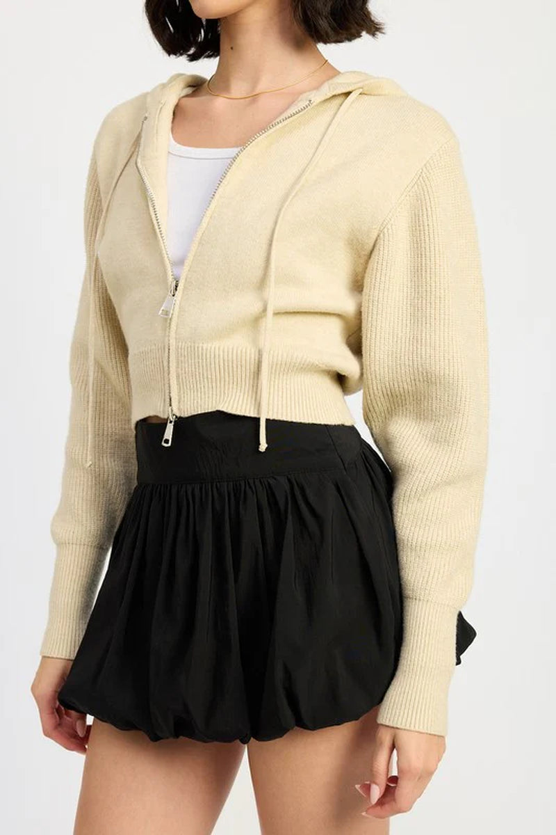 Cropped Zip Up Hoodie