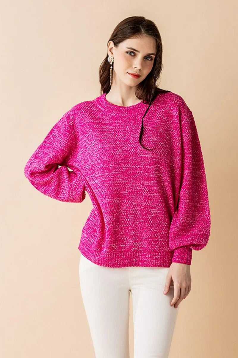 Round Neck Balloon Sleeve Sweater