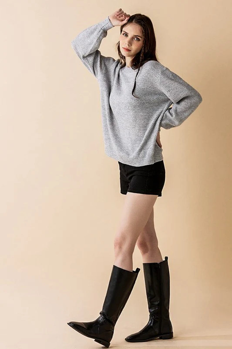Round Neck Balloon Sleeve Sweater