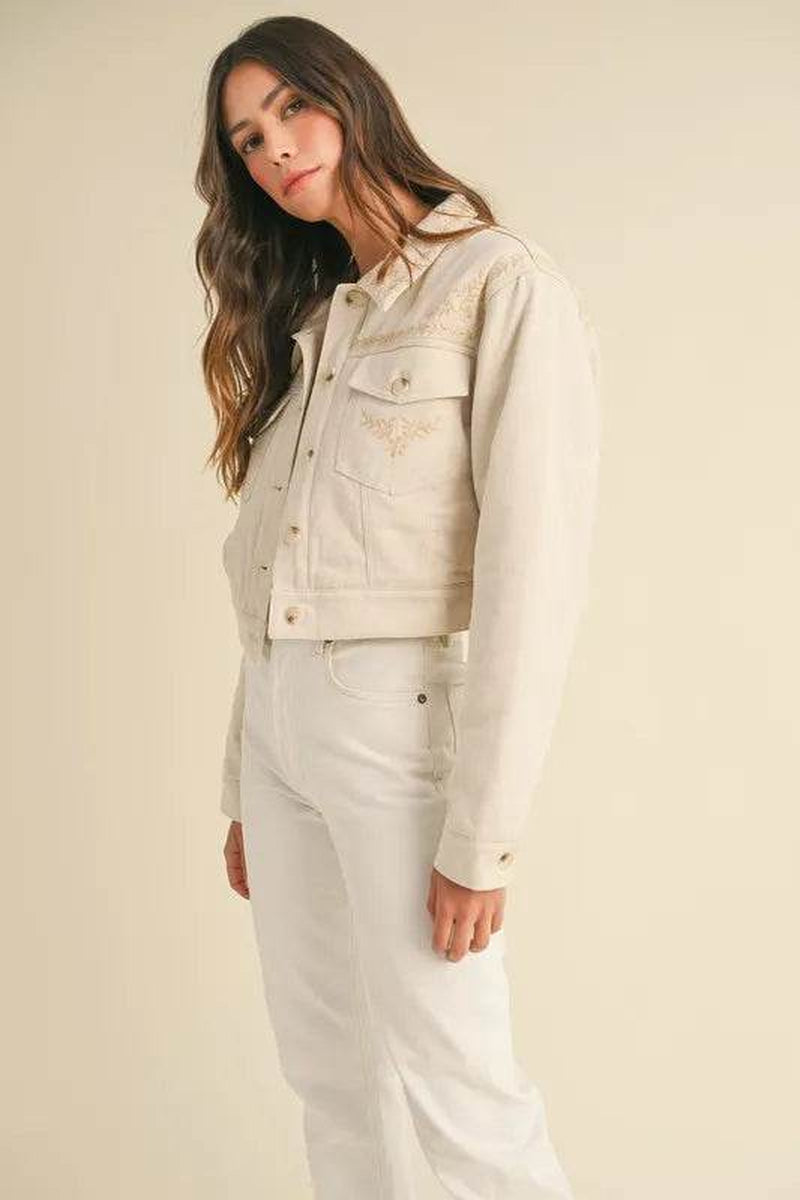 Embroidered Quilted Cropped Jacket