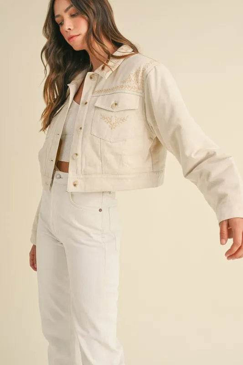 Embroidered Quilted Cropped Jacket