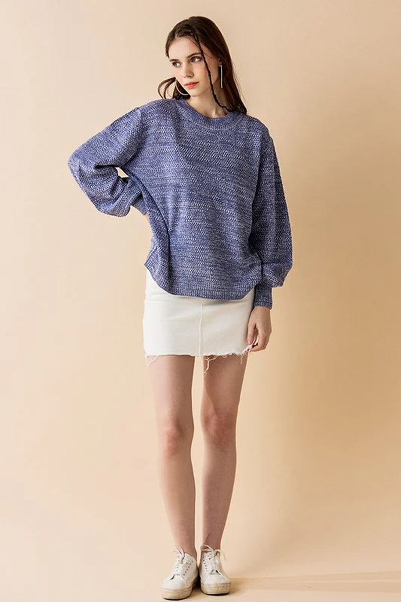 Round Neck Balloon Sleeve Sweater