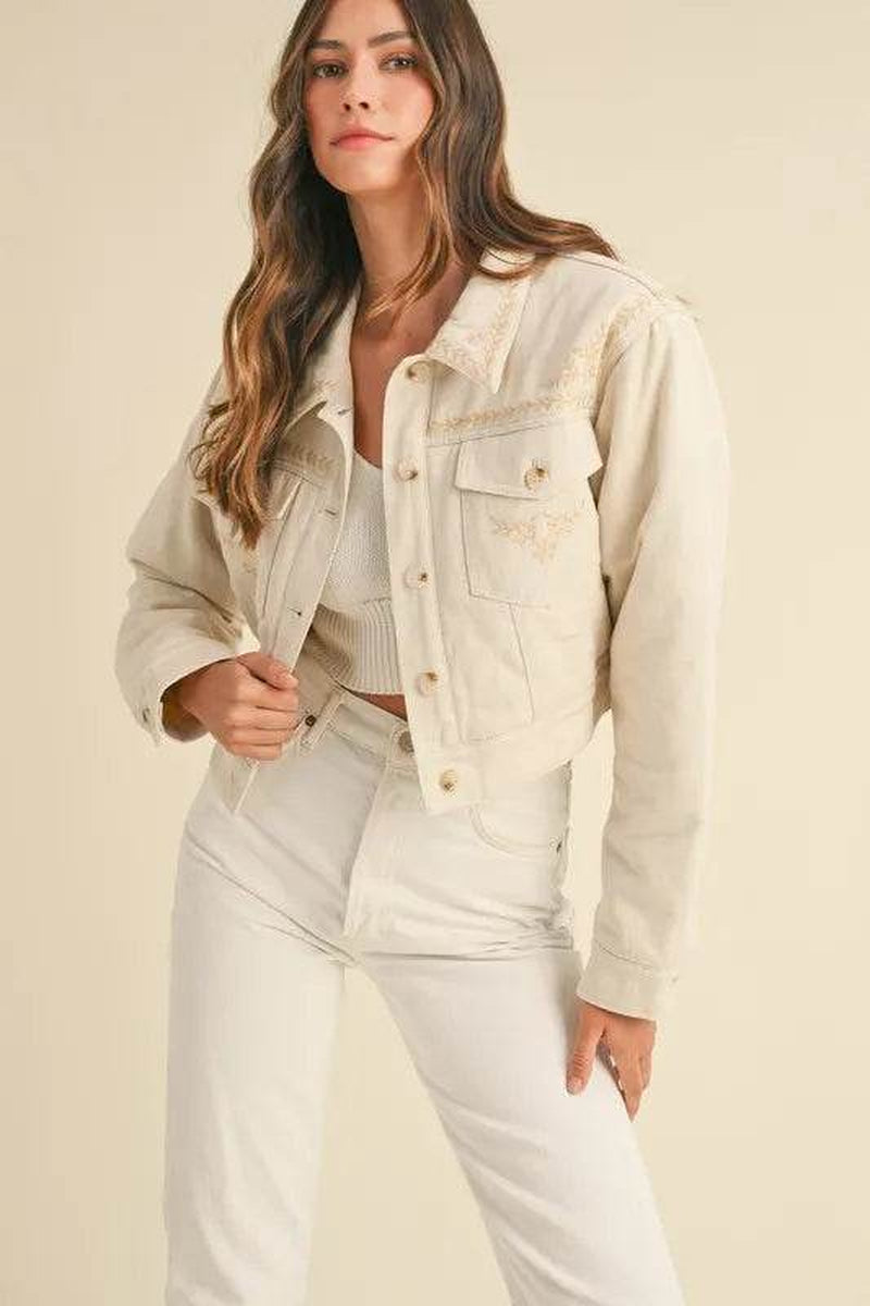 Embroidered Quilted Cropped Jacket